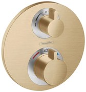 Hansgrohe Ecostat S, termostatická batéria pod omietku na 2 spotrebiče, kefovaný bronz, HAN-15758140