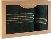 BAVLNENÉ UTERÁKY TIWANO SADA 1 KS 50X90 CM, 1 KS 70X140 CM TMAVOZELENÁ