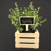 AMADEA Drevený zápich - ceduľka na bylinky, výška 15 cm, český výrobok