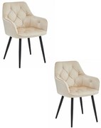 Set dvoch jedálenských stoličiek JORK zamatové, béžové (čierne nohy) 2 ks