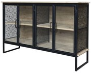 Prírodne čierna kovová drevená komoda/ príborník Vence - 121*38*80 cm