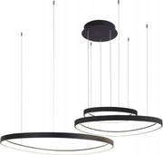 Moderná dekoratívna závesná lampa Amanda Pendant 3 ohýbané kruhy, čierna