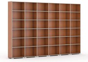 Knižnica SILVER LINE, 6 stĺpcov, 2230 x 3600 x 400 mm, čerešňa