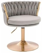 LuxuryForm DESIGN Stolička LYON VELUR na zlatom tanieri - svetlo šedá