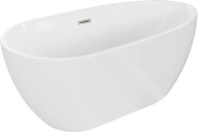 Mexen Eos samostatne stojaca vaňa 170 x 75 cm, biela, prepad z brúseného niklu - 52471707500-97