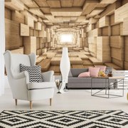 Fototapeta - 3D drevený tunel (254x184 cm)