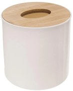 Orion Mini - odpadkový kôš, biely kozmetický kôš s bambusom, WHITNEY