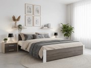 Posteľ IKAROS 140 x 200 cm, biela/dub hľuzovka Rošt: Bez roštu, Matrac: Bez matraca