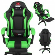 Herné kreslo Xgaming s podnožkou - čierno-zelené
