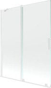 Mexen Velar, 2-krídlová posuvná vaňová zástena 140 x 150 cm, 8mm číre sklo, biely profil, 896-140-000-01-20