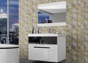 Kúpeľňový nábytok Belini  biely lesk / čierny lesk + umývadlo + zrkadlo  ROD P 1/0/W/WB/0/ZW