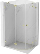 Mexen Lunar, polkruhový sprchový kút výklopný doľava 80 x 70 cm, 8mm číre sklo, zlatý matný profil, 833-080L-070P-55-00