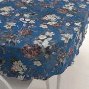 Biante Teflónový oválny obrus TF-061 Kvety na modrom 50x100 cm