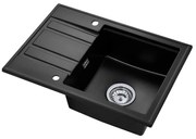 Gamma Modern 6040, 1-komorový granitový drez 580x420x185 mm s krátkym odkvapkávačom, čierna, GMA-ZM-6040-BK