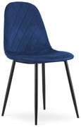 Modrá zamatová stolička ASTI s čiernymi nohami