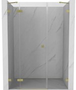 Mexen Lunar, ľavé otočné sprchové dvere 145 cm, 8mm číre sklo, zlatý matný profil, 834S-145-050-55-00-L