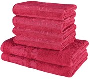 Sada 6 kusov bordových bambusových osušiek a uterákov EMI