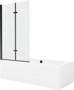 Mexen Cube obdĺžniková vaňa 170 x 80 cm s obkladom a 2-krídlovou zástenou 100 cm, Transparentné, Čierna - 550517080X9210027000