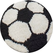 AKCIA: 120x120 (průměr) kruh cm Kusový koberec Fun 6001 black, šedá, detská izba, Ayyildiz