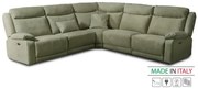 Rohová sedacia súprava CONTINENTAL rohová s funkciou relax, elektrické, zelená (plutone 24 verde salvia)
