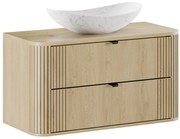 Závěsná skříňka Ovalia s deskou a umyvadlem 100 cm dub Cremona