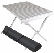 Kempingový stôl s taškou, hliník, sivý,108 x 71 x 72 cm
