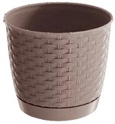 květináč RATOLLA ROUND 16,5 v.14,2cm,2l,BÉŽ tm. (7529U) s miskou, 22 cm