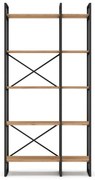 Čierny/prírodný regál v dekore duba 87,5x175 cm Dusan – Marckeric