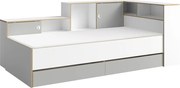 Jednolôžková posteľ s roštom a úložným priestorom Pinio 90x200 cm - biela / sivá