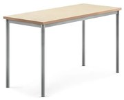Stôl SONITUS, 1400x600x760 mm, linoleum - béžová, strieborná