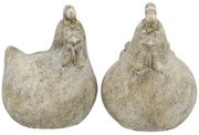 2ks sivá antik dekoratívna soška sliepočka a kohútik - 10*9*12 cm