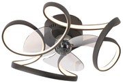 Stropný ventilátor čierny 55 cm vrátane LED stmievateľný s diaľkovým ovládaním - Mandy