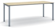 Rokovací kancelársky stôl PRIMO SQUARE, 200x80 cm, sivostrieborná podnož, dub prírodný