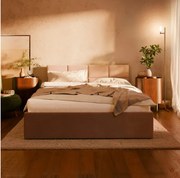 Manželská posteľ BORGO Velvet 140×200 cm béžová