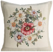 GOBELÍNOVÁ DEKORAČNÁ OBLIEČKA NA VANKÚŠ NATUR 45X45 CM KVETY