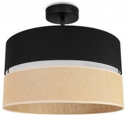 Stropné svietidlo Juta, 1x jutové/čierne textilné tienidlo, b