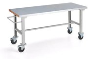 Dielenský stôl s kolieskami SOLID, 2000x800 mm, oceľ