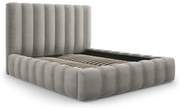 Svetlosivá čalúnená dvojlôžková posteľ s úložným priestorom s roštom 200x200 cm Kelp – Micadoni Home