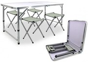 Aldotrade Kempingový skladací set, stůl + 4křesla, 120 x 60 x 70 cm