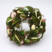 DECOLED Veľkonočný veniec, 30 x 8 cm, trávy a vajíčka