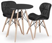 Jedálenský stôl TODI čierny 60 cm s dvoma stoličkami LAGO čierne