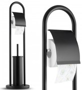 Erga Lazaro, držiak na toaletný papier a toaletnú kefu 22x22x80 cm, čierna matná, ERG-YKA-P.LAZARO-BLK