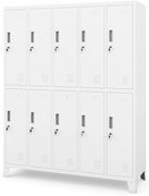 Kovová šatní skriňa BHP s 10 dverami BARTEK 1360 x 1720 x 450 mm, biela