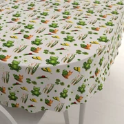 Biante Detský bavlnený oválny obrus Sandra SA-609 Žabky a slimáky na bielom 50x100 cm