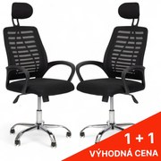 Otočná kancelárska stolička s opierkou hlavy a  funkciou hojdania  1 + 1