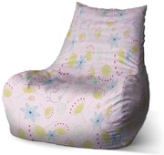 Sedací vak Bean farebné obrázky - detský, ružová