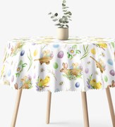 Goldea veľkonočný okrúhly teflónový obrus - symboly veľkej noci Ø 100 cm