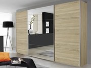 Šatníková skriňa Quadra, 315 cm, dub sonoma/zrkadlo%