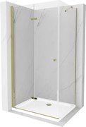 Mexen Lima sprchovací kút 90x80cm, 6mm sklo, zlatý profil - číre sklo + Slim sprchová vanička - 856-090-080-50-00-4010