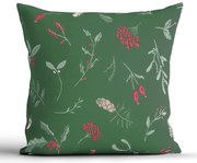 Vianočná bavlnená obliečka na vankúšik Renforcé 40 × 40 cm - Cezmínové vetvičky